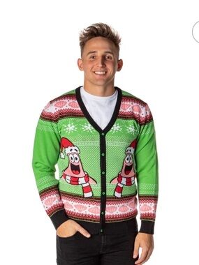 SpongeBob SquarePants Men's Christmas   ugly sweater cardigan sz XL new NWoT
